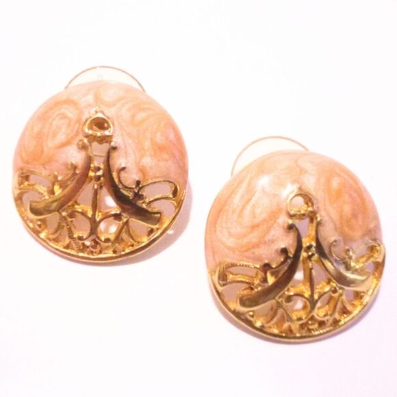 Vintage Petite Sophisticates NOS Gold Tone Enamel Earrings - Picture 4 of 6